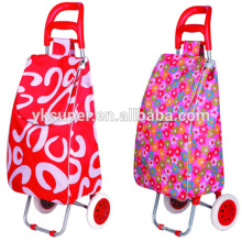 Portable folding shopping cart two wheel shopping trolley bag